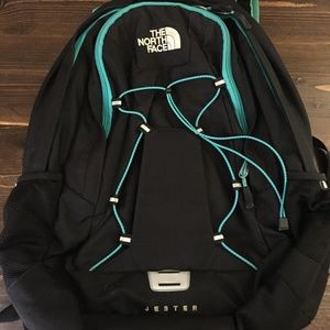 North Face Teal Black Backpack